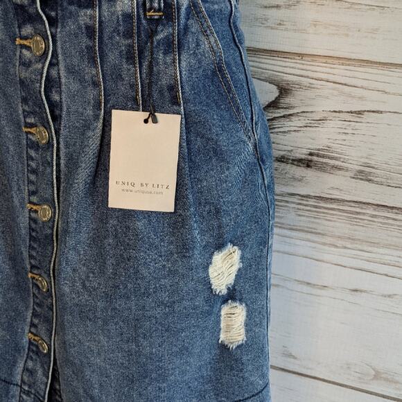 Uniq by Litz Denim A Line Distressed Skirt Small - Picture 6 of 10